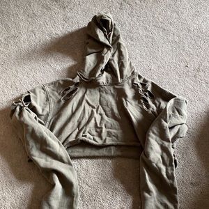 Distressed Cropped Hoodie